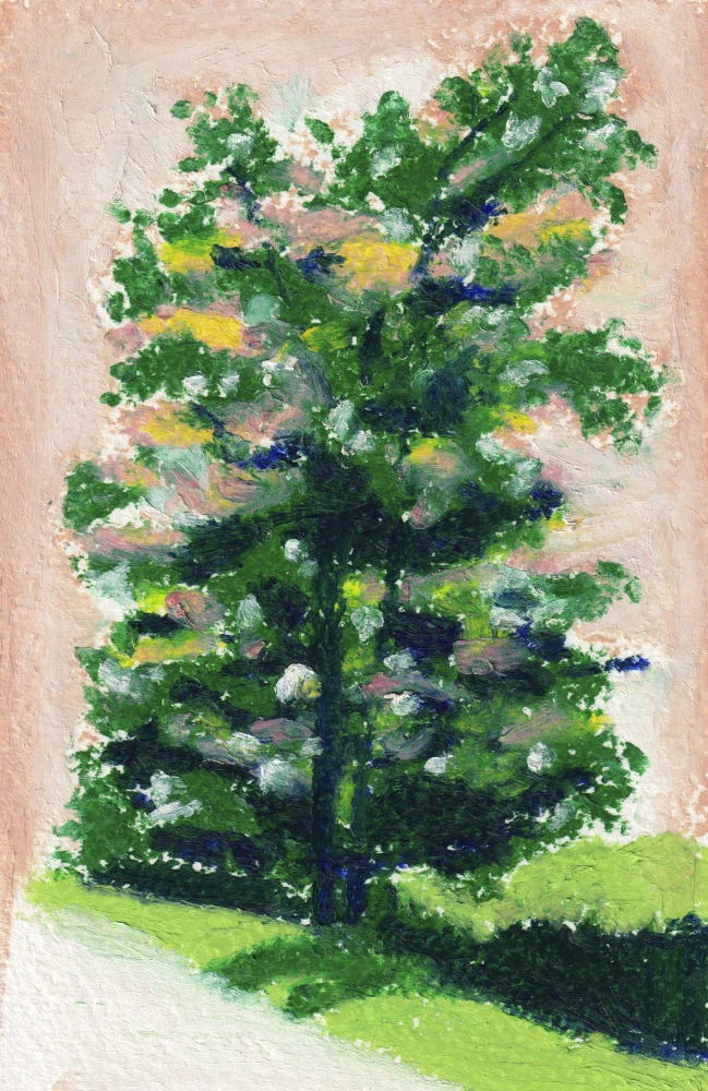 "Arbre de balade" – Pastel à l'huile sur papier aquarelle.