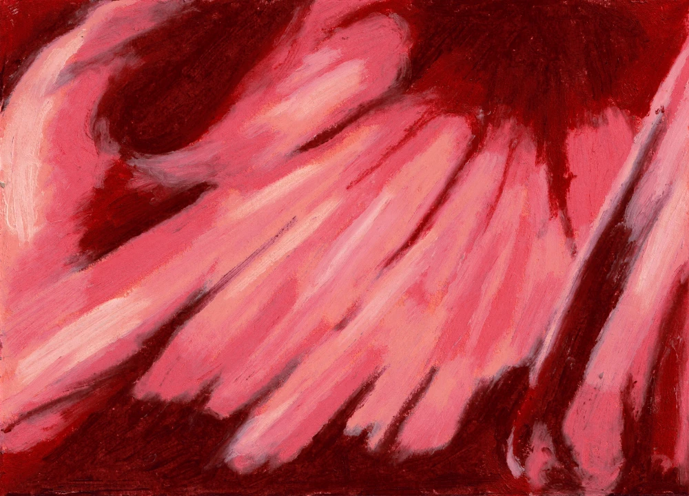 "Hibiscus" – Pastel à l'huile, format A6.