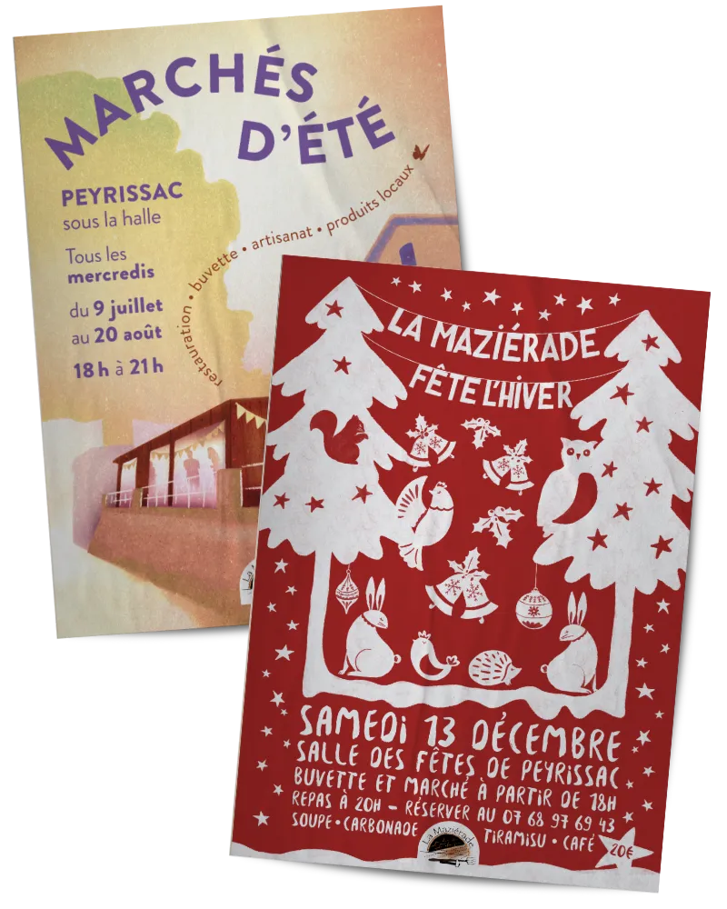 Affiches pour des événements locaux en Limousin