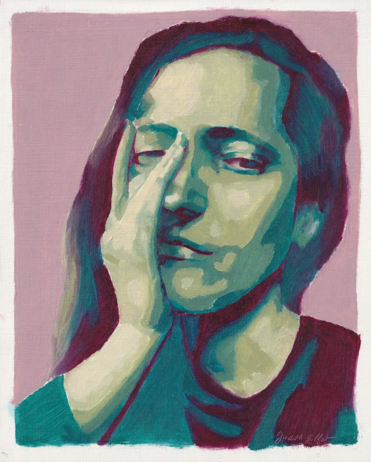 "Ennui - Autoportrait", huile sur papier, 24x30cm
