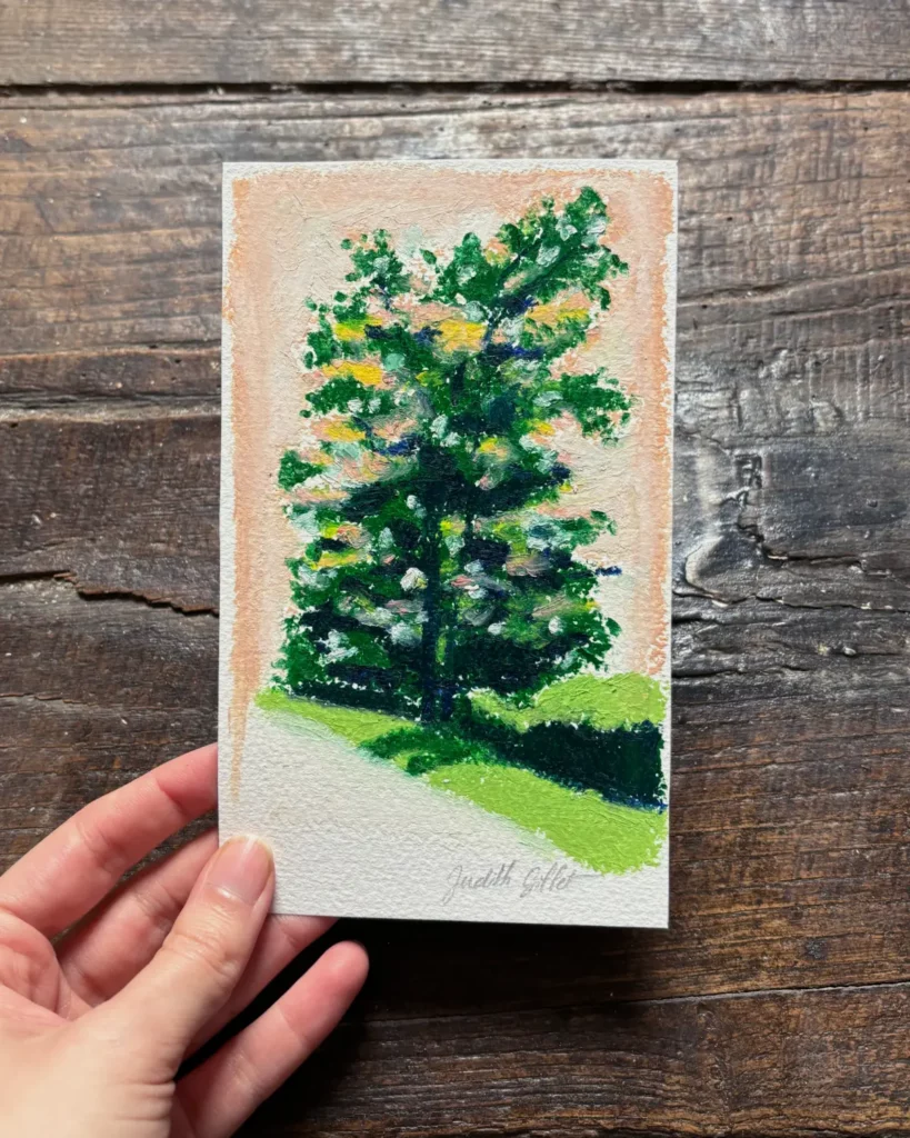 "Balade" – pastel à l'huile sur papier aquarelle 300g – 10x17 cm