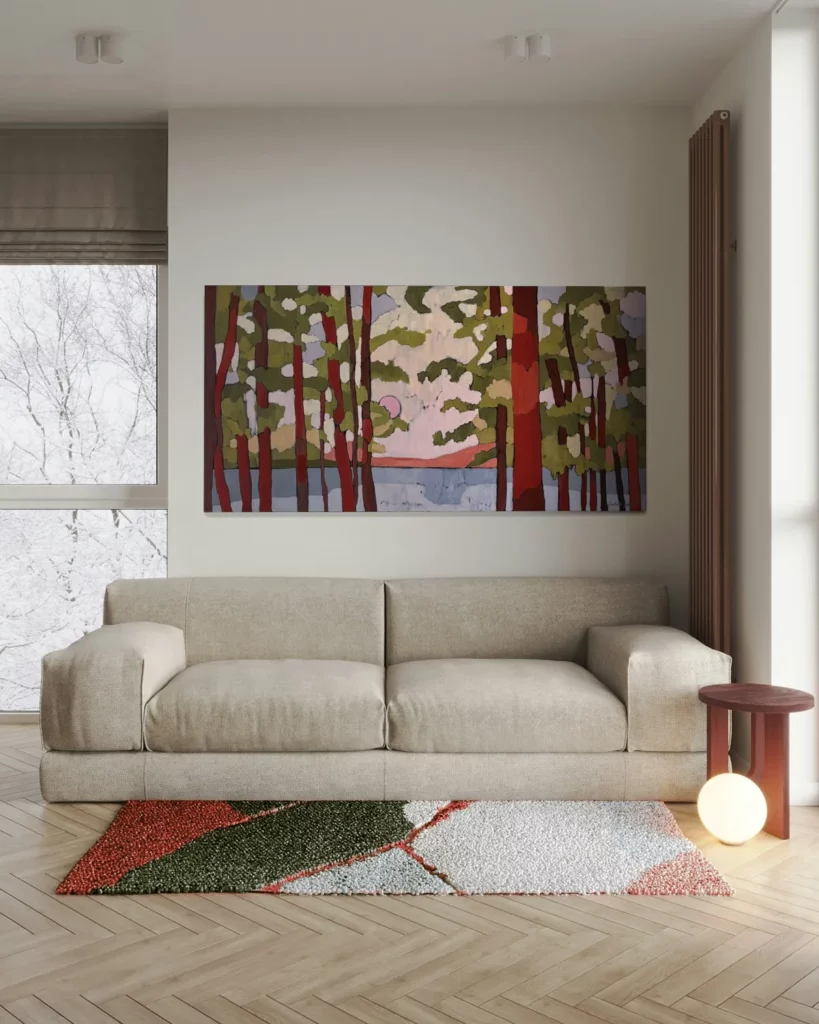 "Le Lac" œuvre d'art intérieur salon moderne luxe