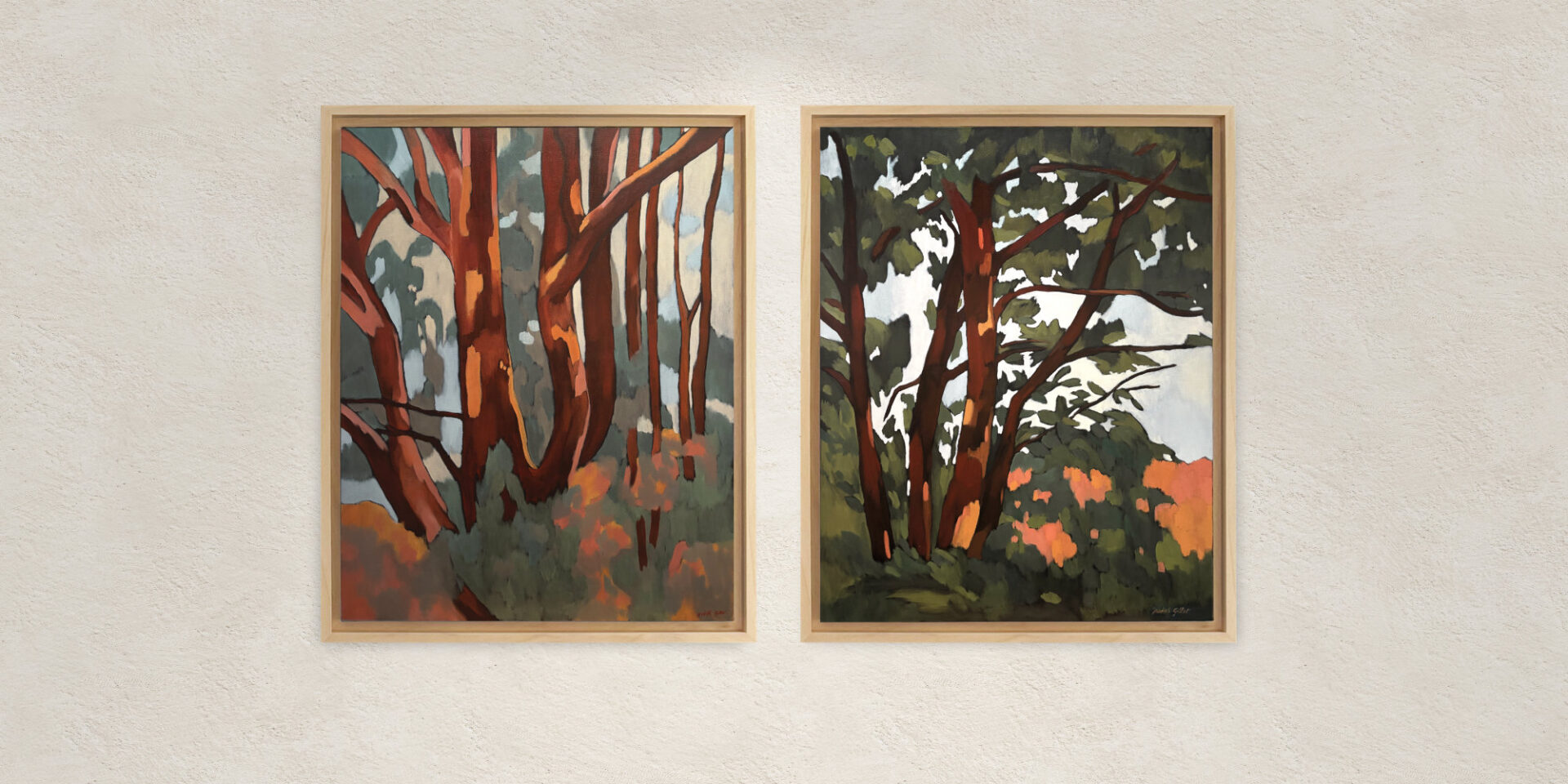 Judith Gillet - "Forêts" - huiles sur toile - deux toiles de 72x93cm